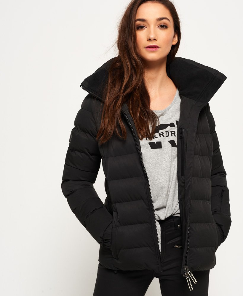 Womens - Superfibre Slim Puffer Jacket in Black | Superdry UK