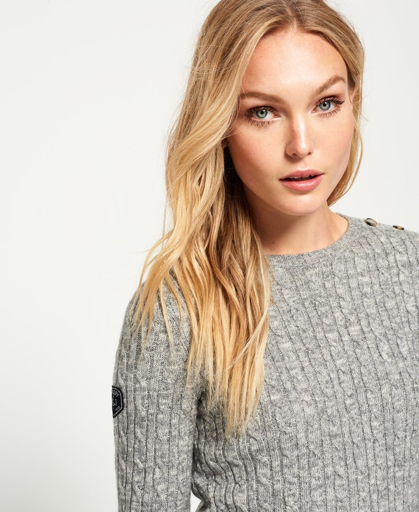 Womens - Croyde Cable Knit Jumper in Gamma Grey Marl | Superdry UK