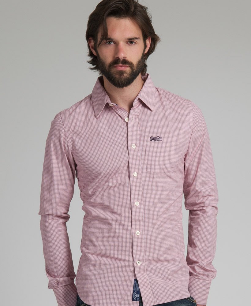 Men's Premium Dress Shirt in Red Ordnance Check Superdry UK