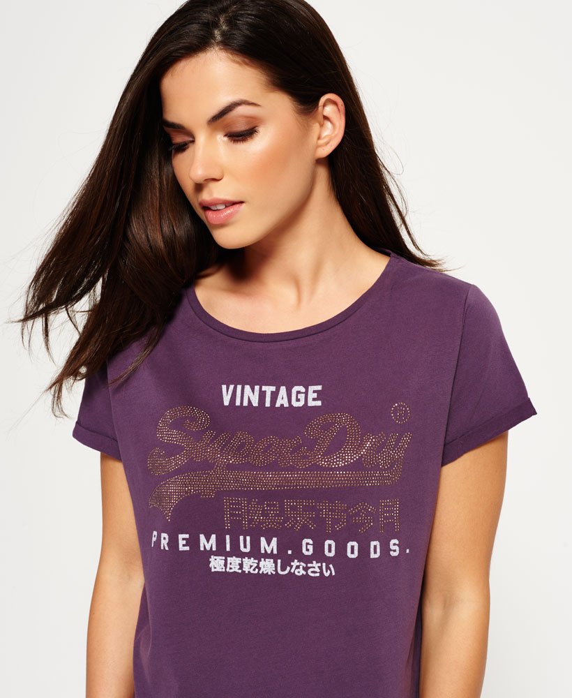 Womens - Premium Goods Jewel Boyfriend T-shirt in Majesty Mauve | Superdry