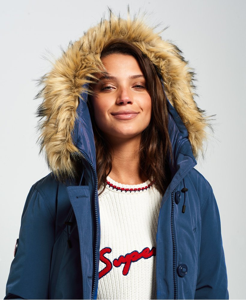 Womens Rookie Down Parka Jacket In Deep Royal Superdry