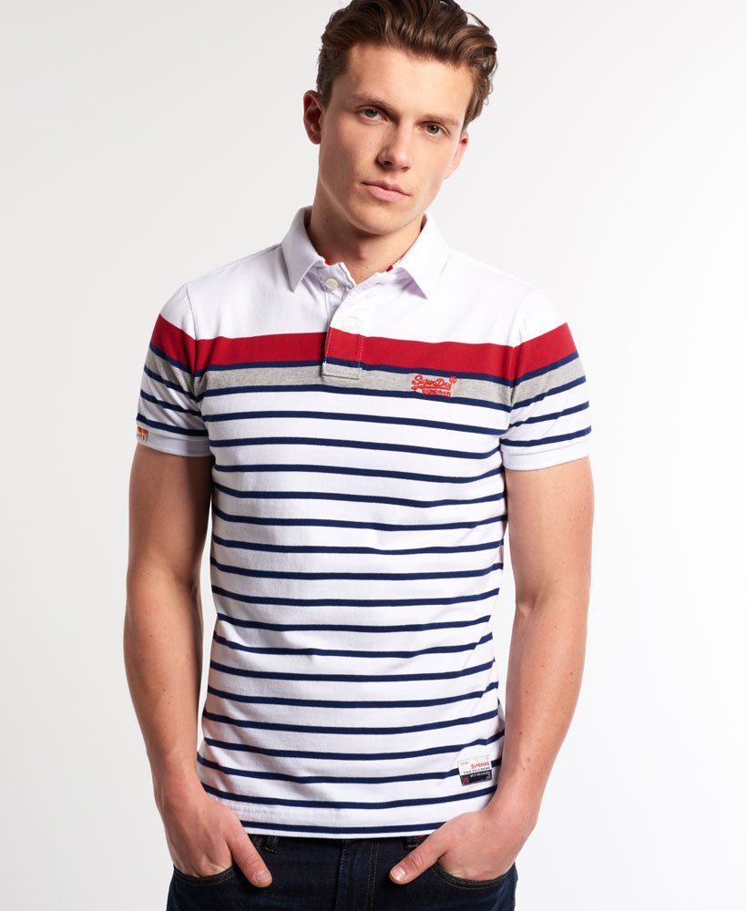 Mens - Drift Stripe Polo Shirt in Optic | Superdry