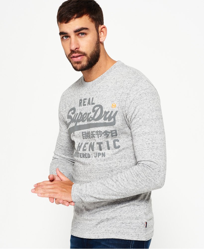 Mens - Vintage Authentic Long Sleeve Tonal T-Shirt in Track Grey Grit ...