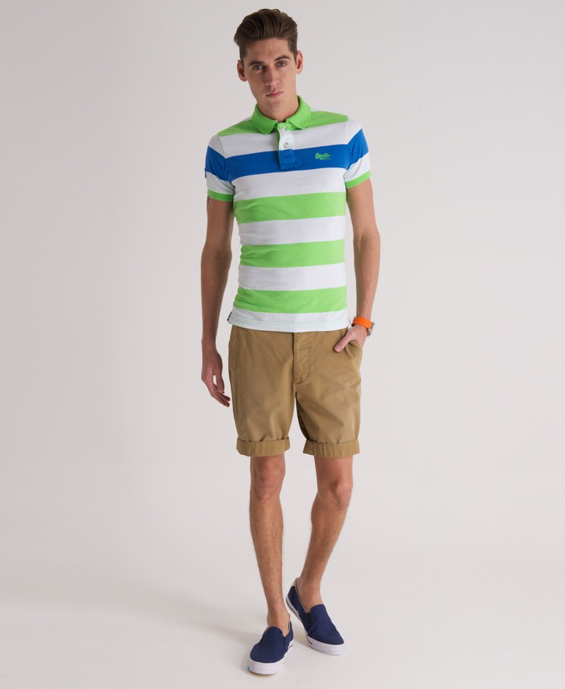 Mens - Chest Hoopstripe Polo in Green | Superdry UK