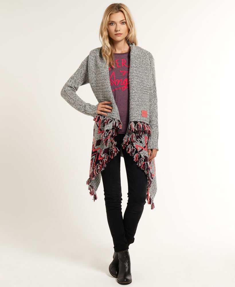 Womens - Norse Tassel Cardigan in Grey Twist | Superdry
