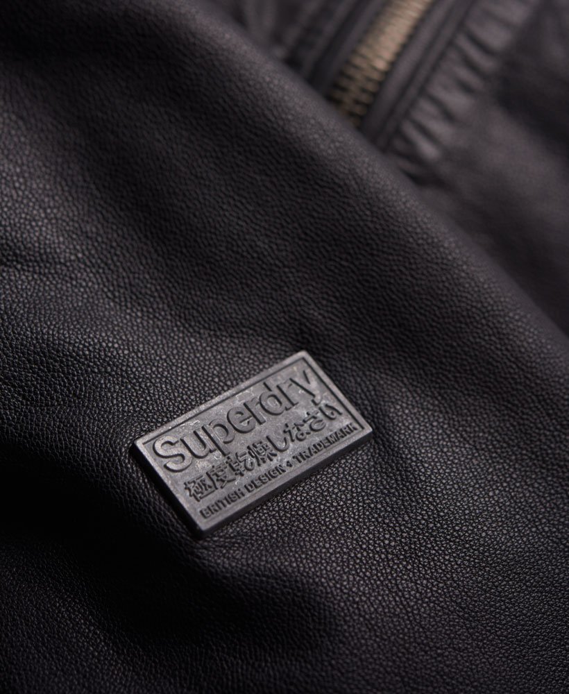 Men's - Real Hero Leather Biker Jacket in Black | Superdry UK