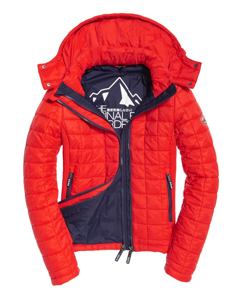 Womens Hooded Box Quilt Fuji Jacket In Sport Code Red Superdry