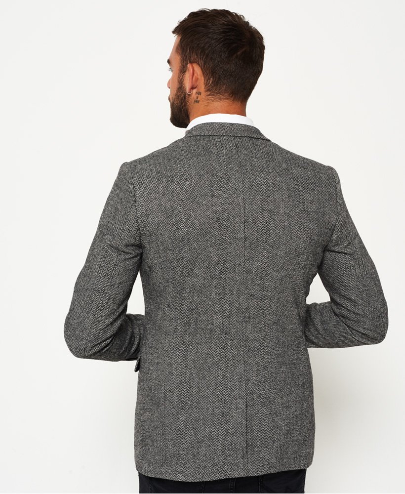 Men's - Supremacy Fine Wool Blazer in Grey Herringbone | Superdry UK
