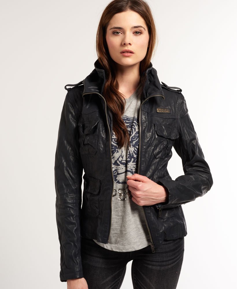 Superdry Megan Flag Slim Leather Jacket - Women's Leather Jackets