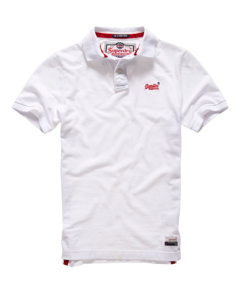 Mens Superdry Classic Short Sleeve Pique Polo Shirt T-Shirt Optic White 