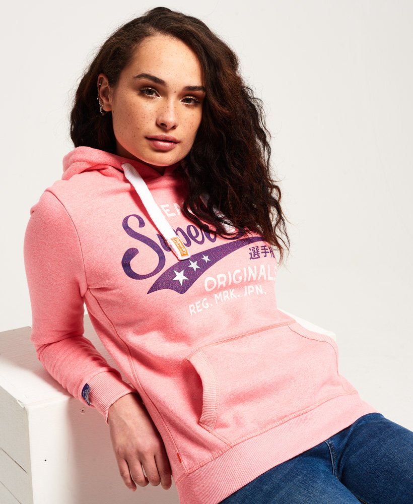 Womens - Real Originals Hoodie in Fluro Pink Grit | Superdry UK