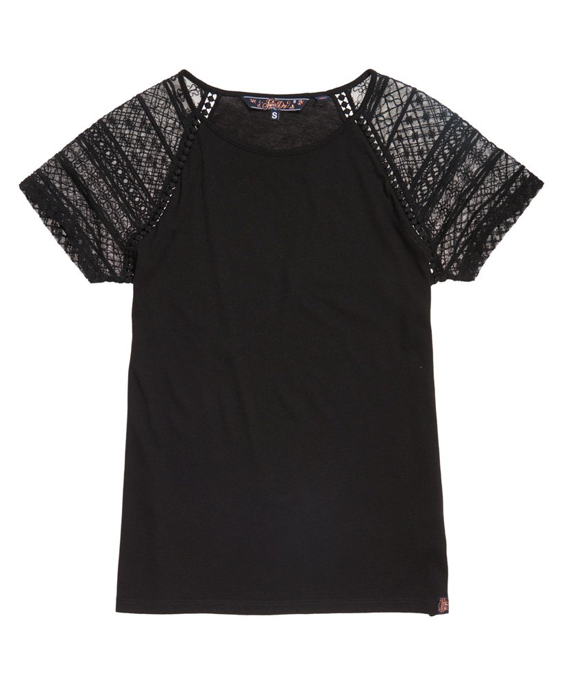 Womens - Embroidered Raglan T-shirt in Black | Superdry UK