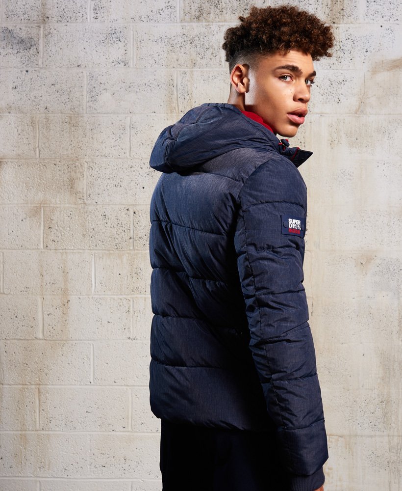 Men's - Sports Puffer Jacket in Indigo Marl/deep Red | Superdry UK