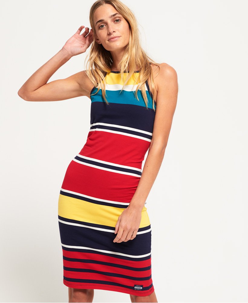 Womens - Strappy Stripe Midi Dress in Pacific Red Stripe | Superdry UK