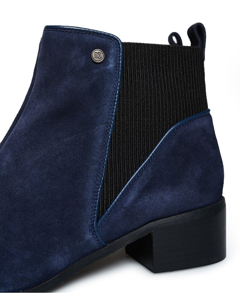 Womens Quinn Ribbed Chelsea Boots in Dark Navy Suede Superdry