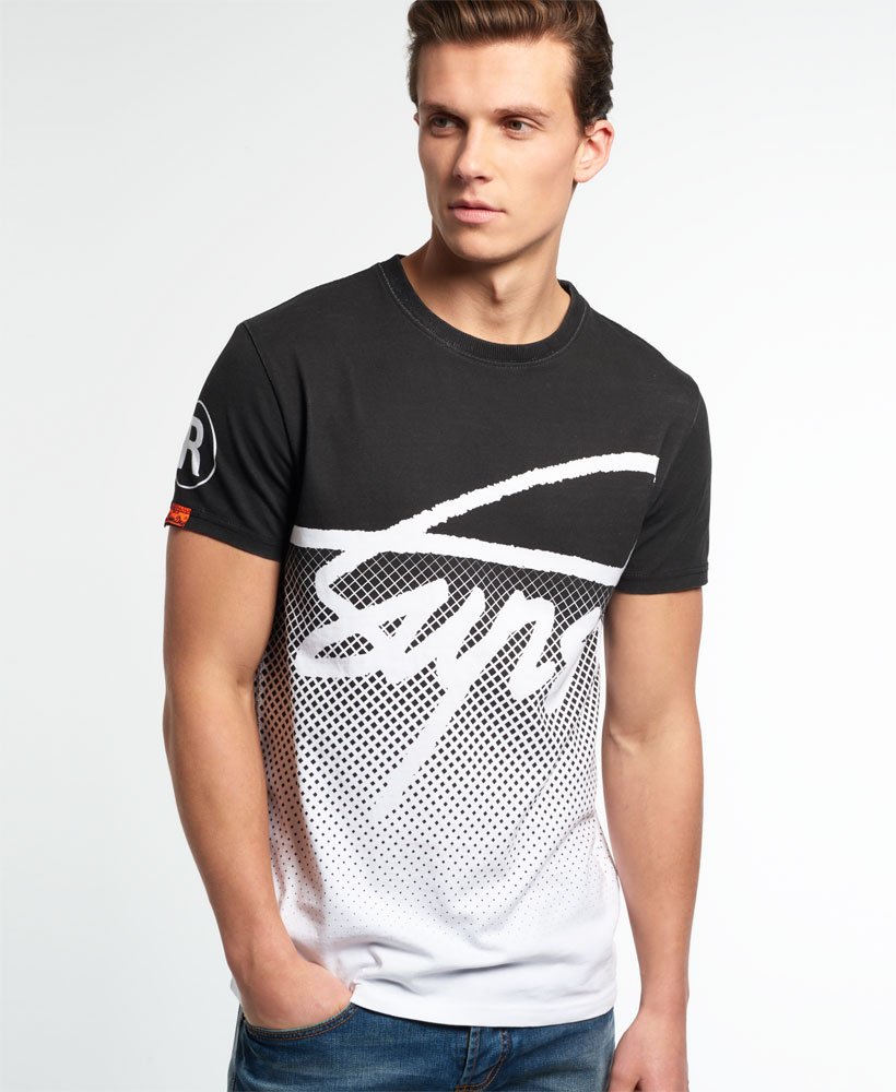 Mens - Crew Fade T-shirt in Optic/black | Superdry UK