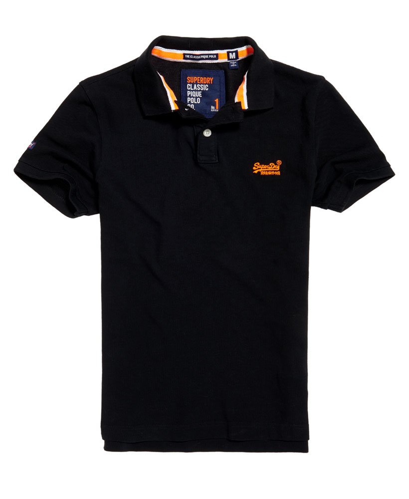 in Black Classic Pique Men\'s Polo | US Shirt Superdry