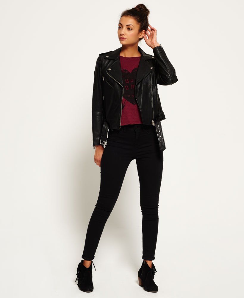 superdry rylee leather biker