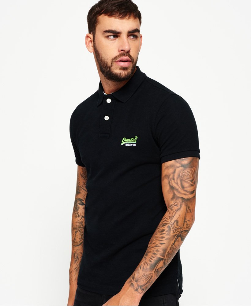 Men's Classic Cali Pique Polo Shirt in Black | Superdry US