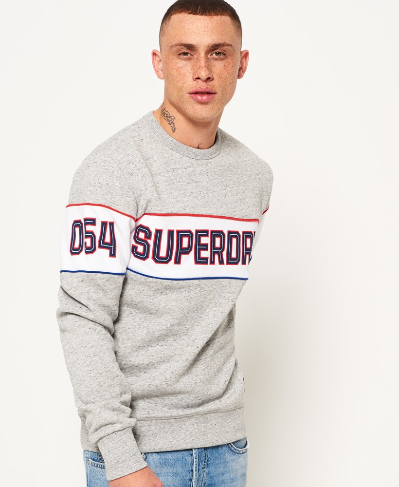 Mens - Retro Stripe Sweatshirt in Light Grey | Superdry UK