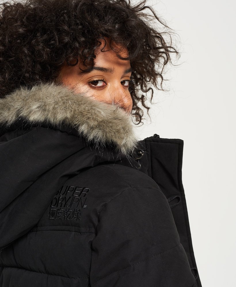 Womens - Microfibre Tall Toggle Puffle Jacket in Black | Superdry UK