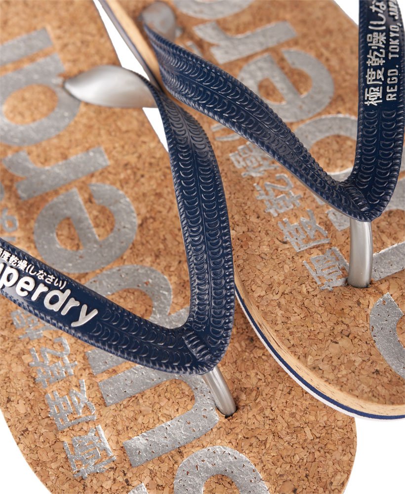 Womens Cork Flip Flop in Cork/imperial Navy/silver Superdry