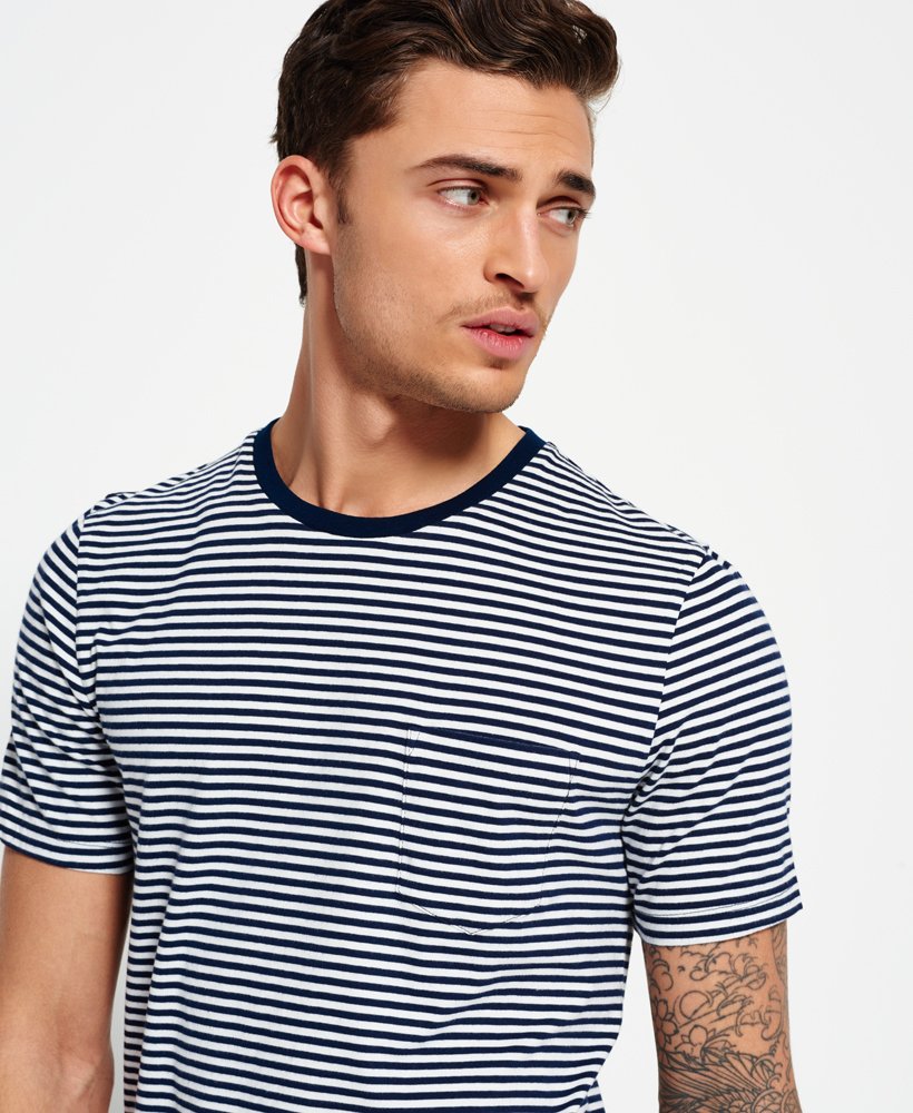 Mens - Lite Loom City Stripe T-shirt in Navy | Superdry