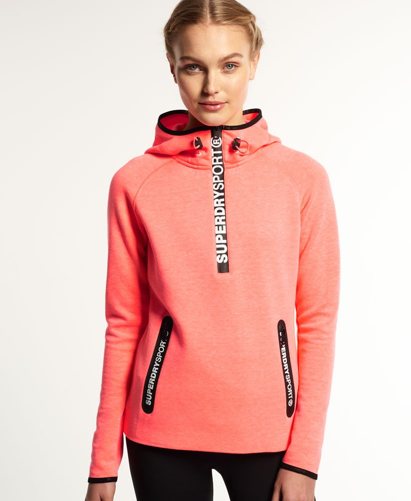 Womens - Gym Tech Hoodie in Coral | Superdry