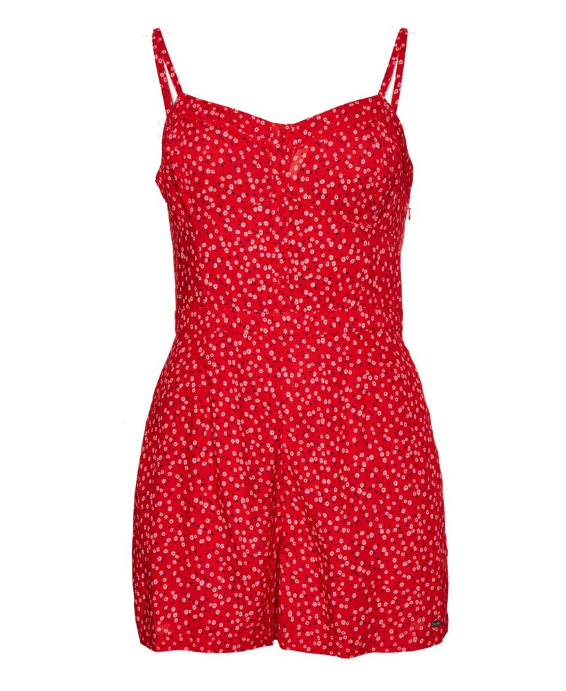 Womens - Flippy Shore Playsuit in Ditsy Red | Superdry