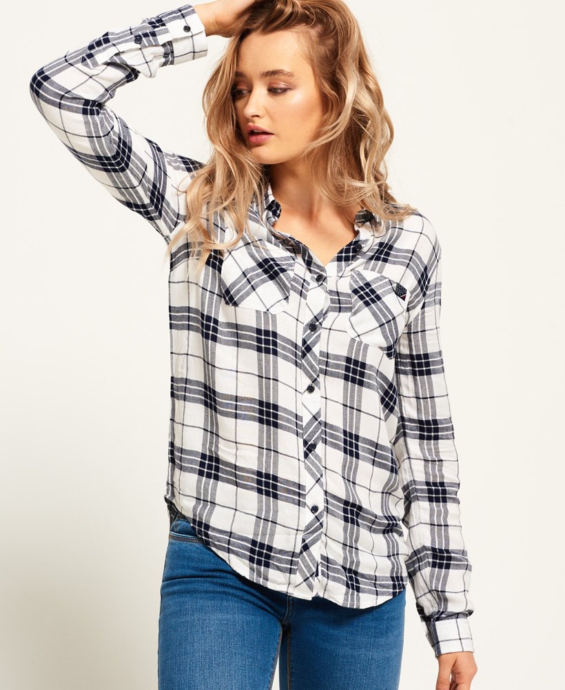 Women's Midwest Dreaming Buffalo Check Shirt in White | Superdry US