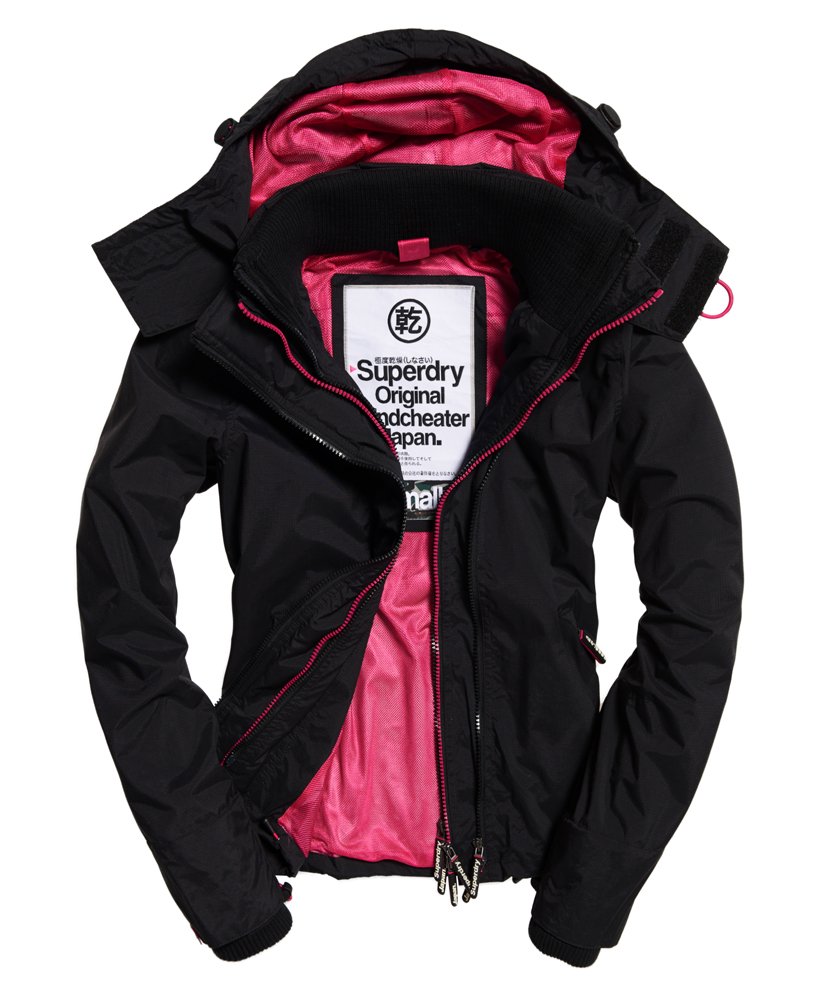 Women's - Hooded Technical Pop Zip Windcheater Jacket in Black/metallic ...