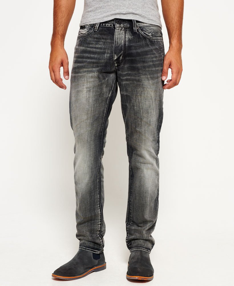 Mens Biker Jeans in Destroyed Grey Superdry