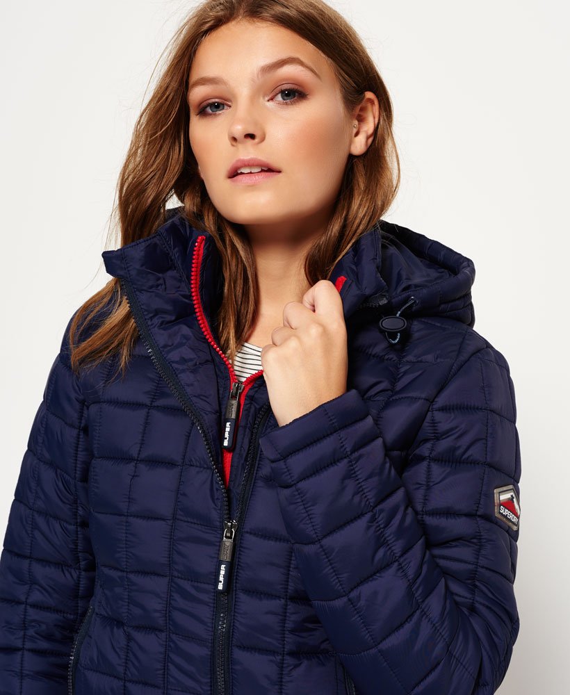 Womens - Hooded Box Quilt Fuji Jacket in Ink | Superdry UK