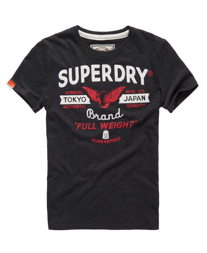 Mens - Full Weight T-Shirt in Graphite Black Marl | Superdry
