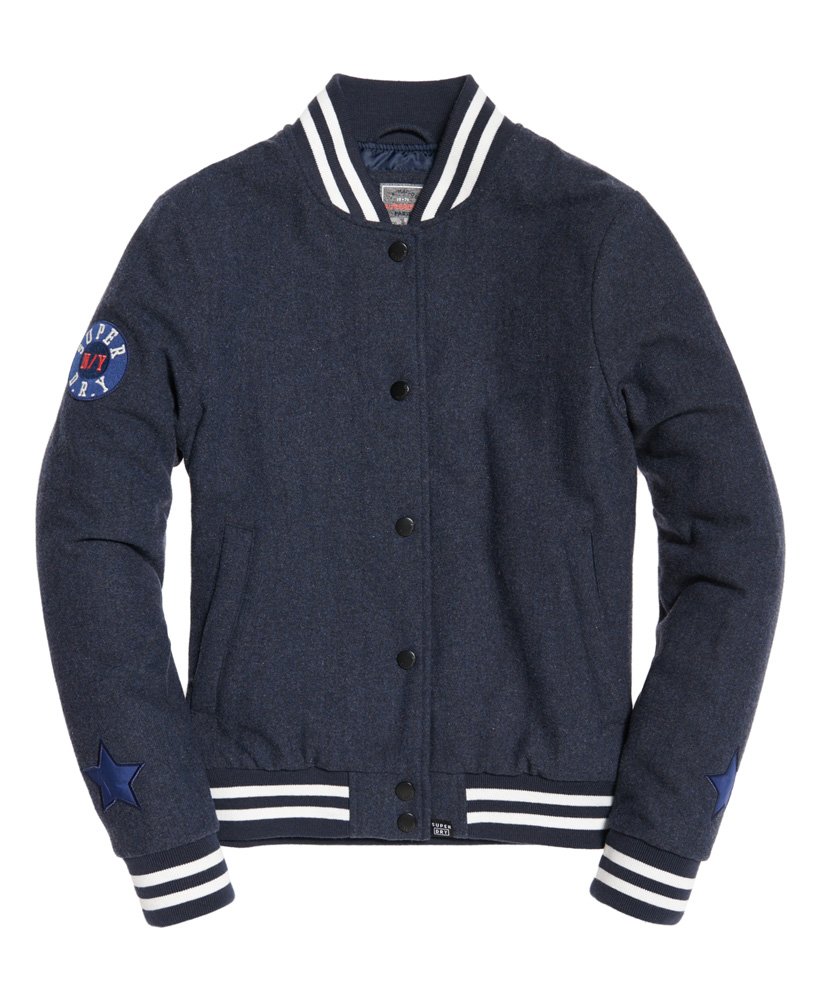 Womens Varsity Bomber Jacket in Navy Marl Superdry