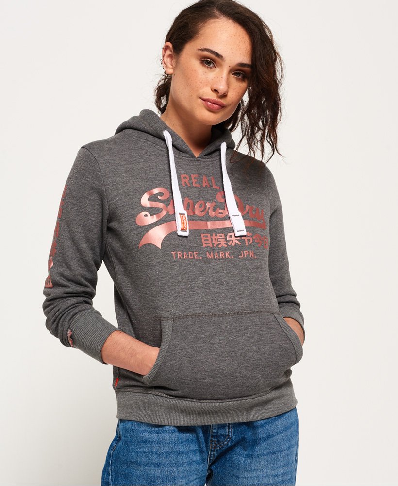 Superdry Vintage Logo Satin Hoodie - Women's Womens Hoodies-and-sweatshirts