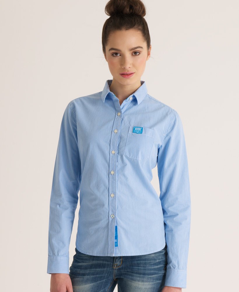 Womens - Tailored Boyfriend Shirt in Kingsmead Blue | Superdry