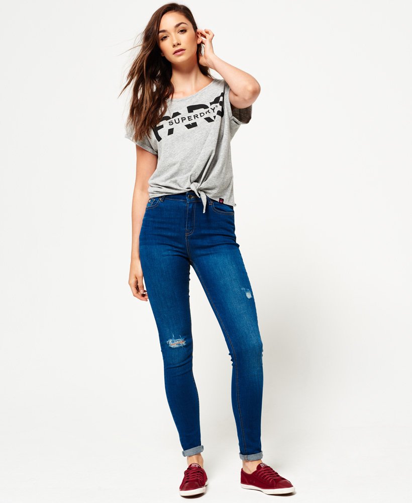 Womens - Knot Front T-Shirt in Grey | Superdry UK