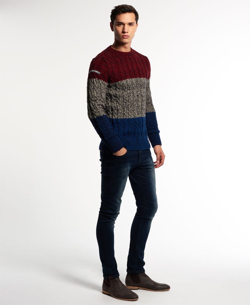 Mens - Jacob Colour Block Crew Neck Jumper in Tricolour Twist | Superdry