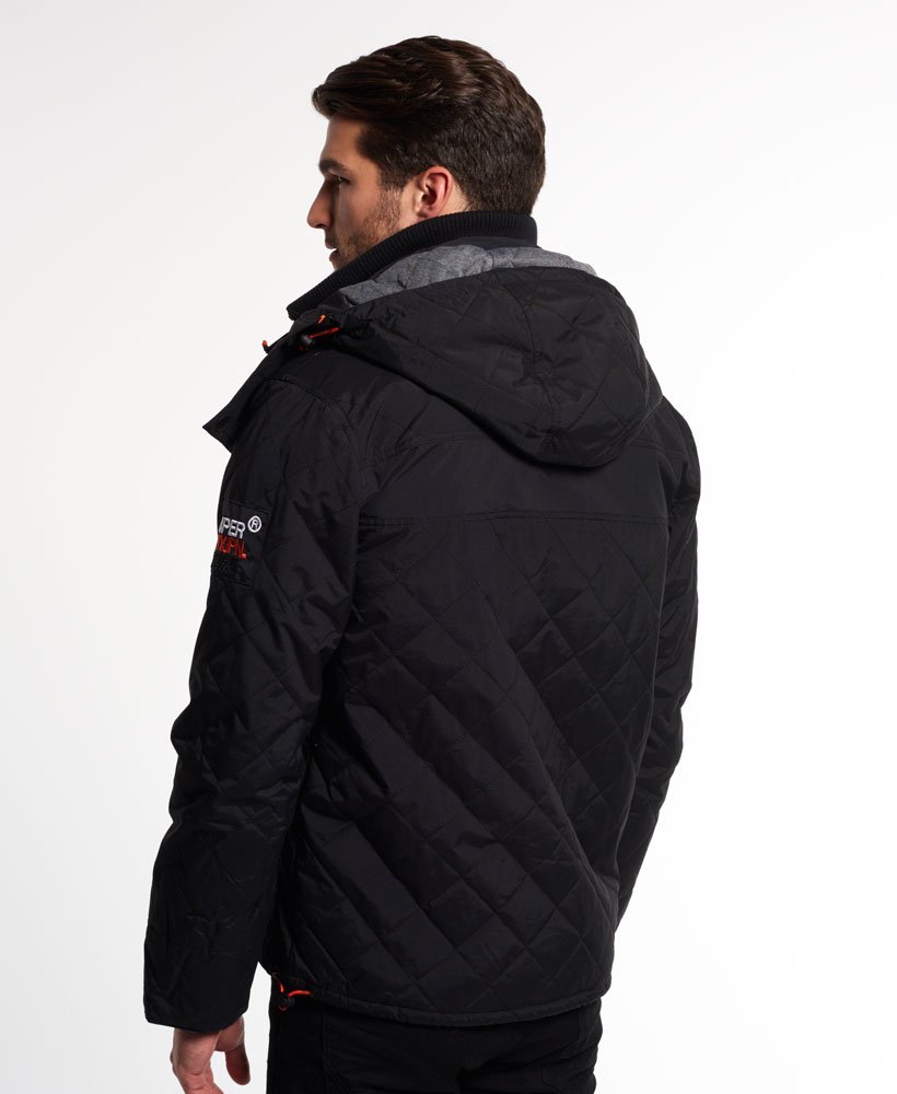 Men's Quilted Hooded Arctic Wind Yachter Jacket in Black
