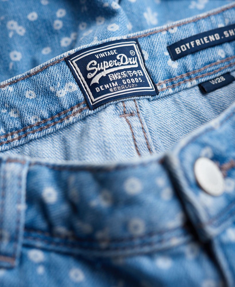 New Womens Superdry Boyfriend Shorts Sketch Rose