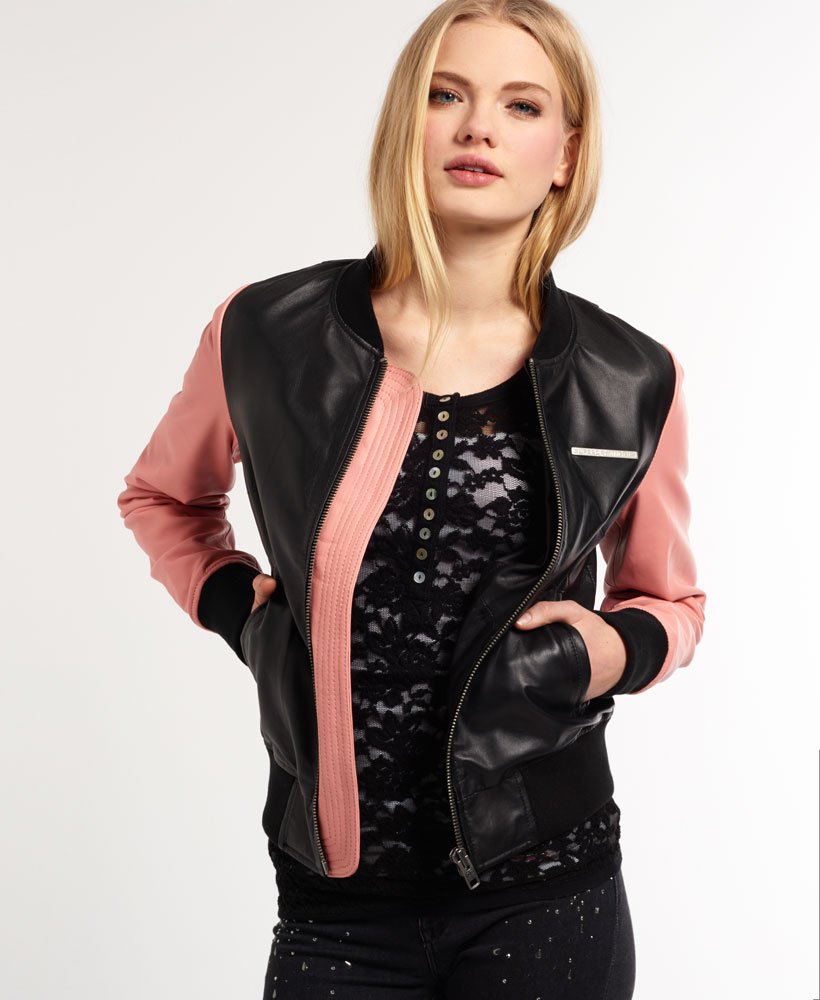 leather baseball jacket womens