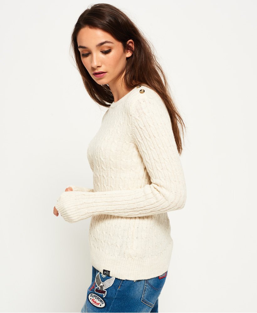 Womens - Croyde Cable Knit Jumper in Cream | Superdry UK