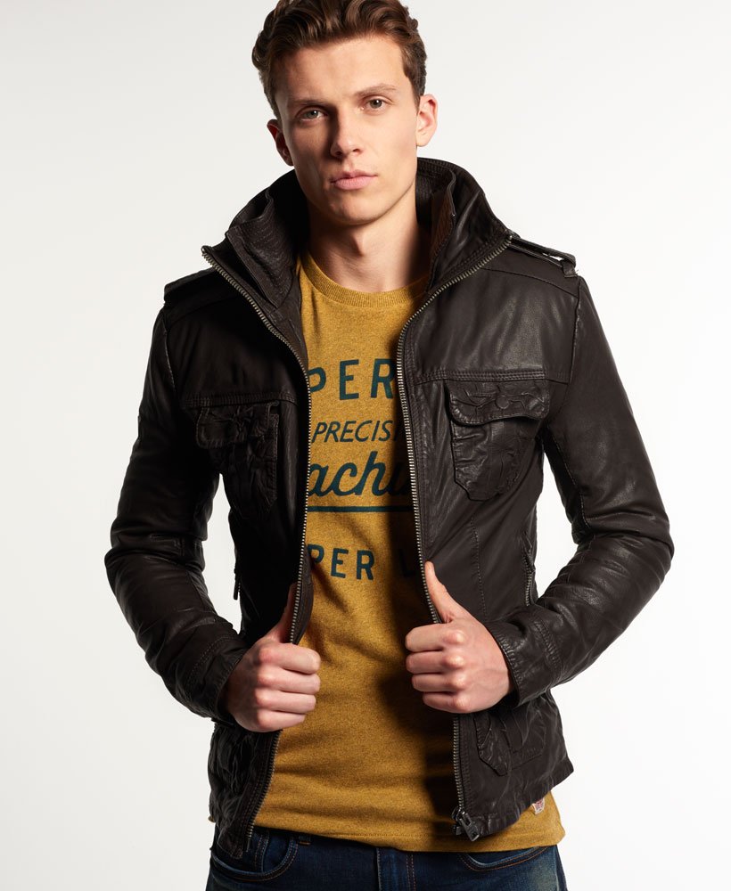 samenkomen Voorbereiding horizon Men's Brad Hero Leather Jacket in Brown | Superdry US