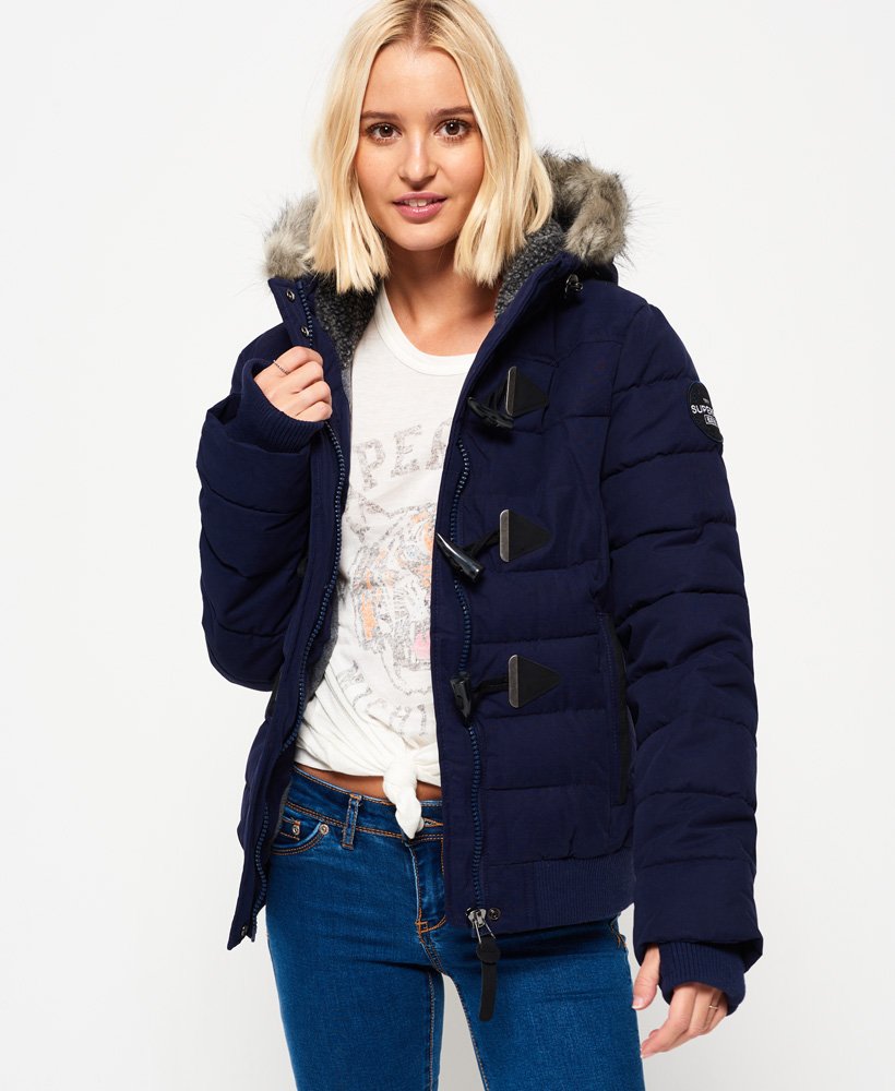 Microfibre Toggle Puffle Jacket in Navy 