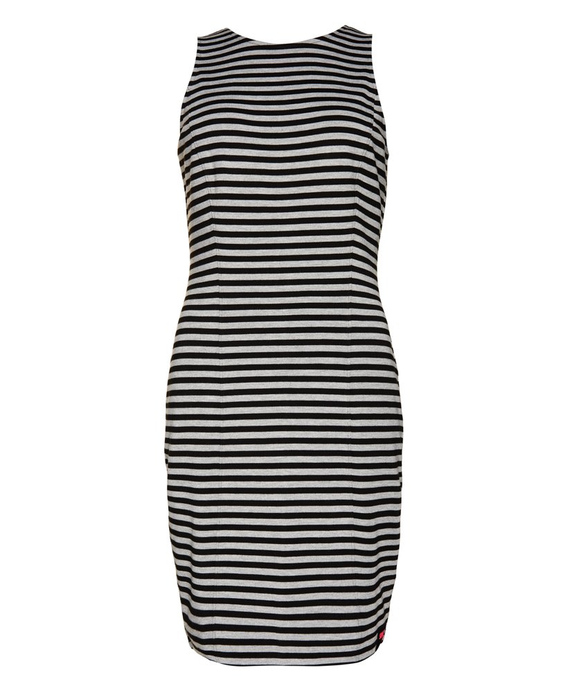 Womens - 90's Panelled Bodycon Dress in Black/grey Marl Stripe | Superdry