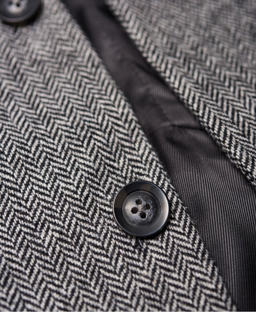 Men's - Supremacy Fine Wool Blazer in Grey Herringbone | Superdry UK
