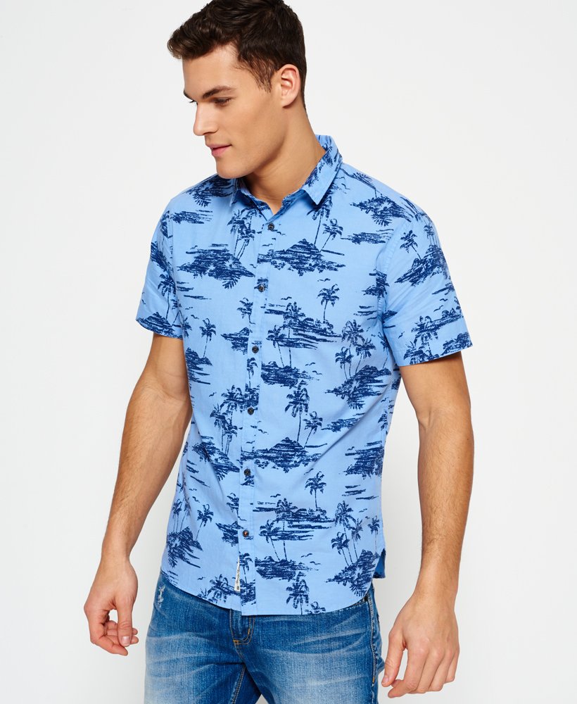 Mens - Ultimate Indigo Aloha Shirt in Palm Island | Superdry