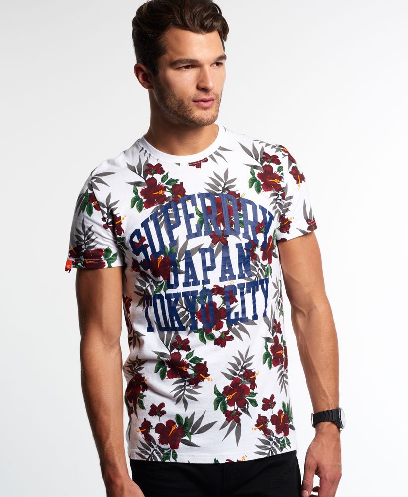 SUPERDRY ALL OVER PRINT FLORAL T-SHIRTS HERRENKLEIDUNG WEISS,BLAU T-SHIRTS