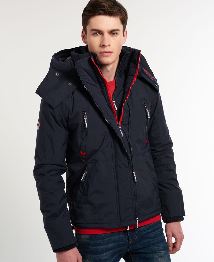 Mens Wind Yachter Jacket in Dark Navy/rebel Red Superdry